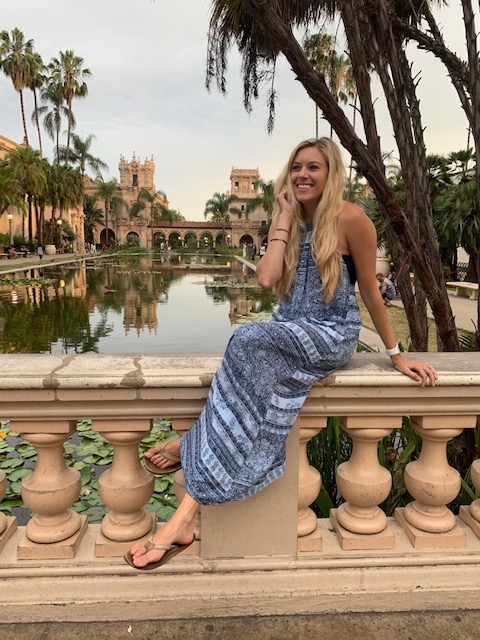 Woman sitting in Balboa Park