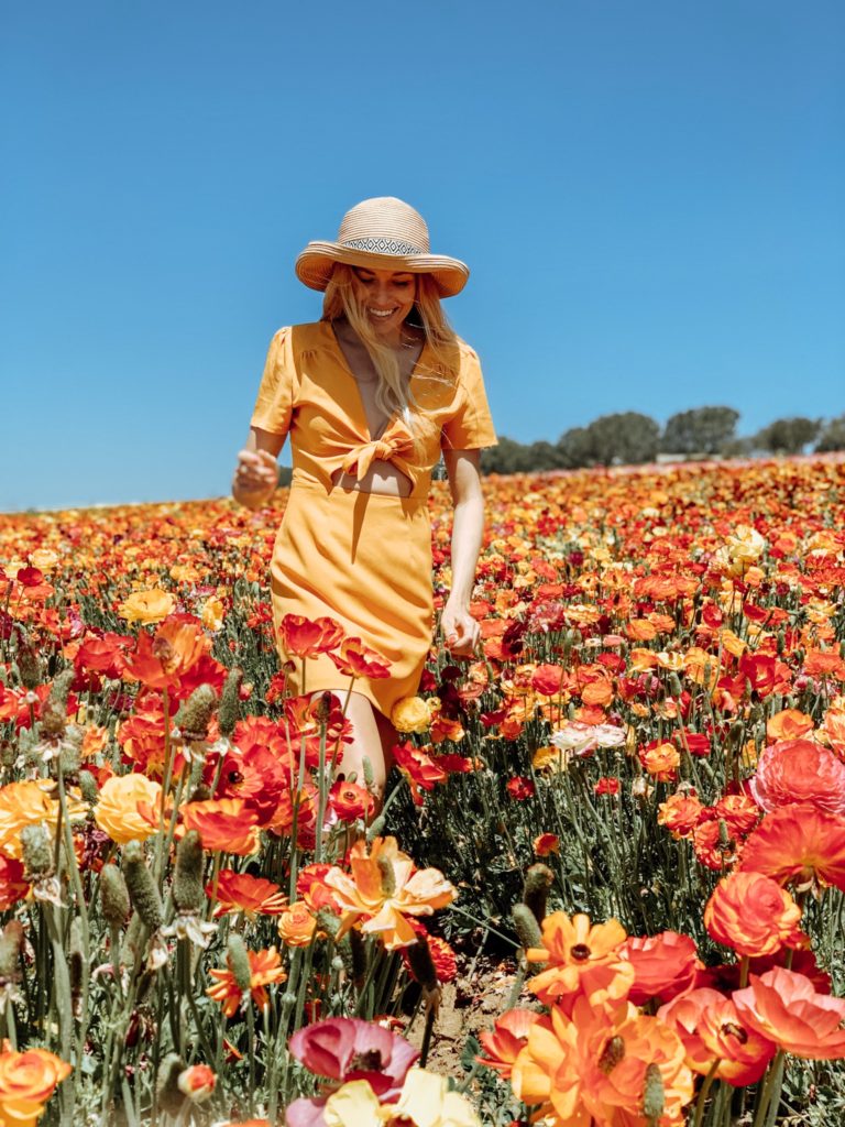 Chelsey in the flower fields in Carlsbad