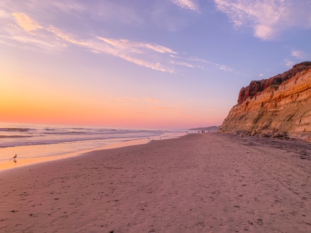 Beach at torrey pines at sunset