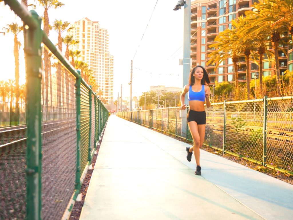 Girl going for a run in San Diego