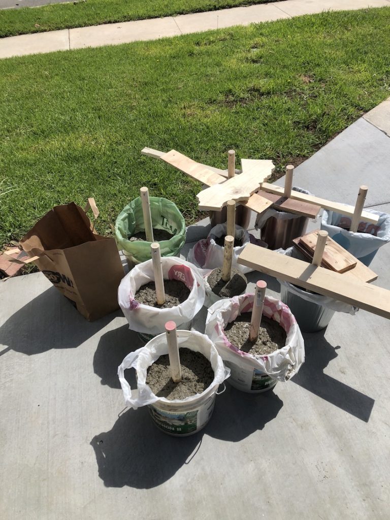 Home made concrete dumbbell