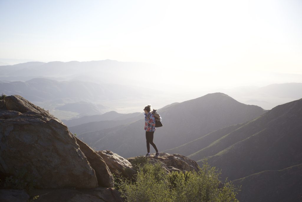 Girl on a hike off Sunrise highway on her drive from San Diego to phoenix