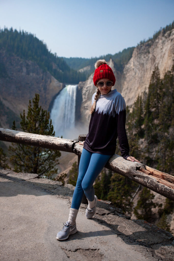 Girl at Artist Point as a part of her Grand Teton and Yellowstone itinerary