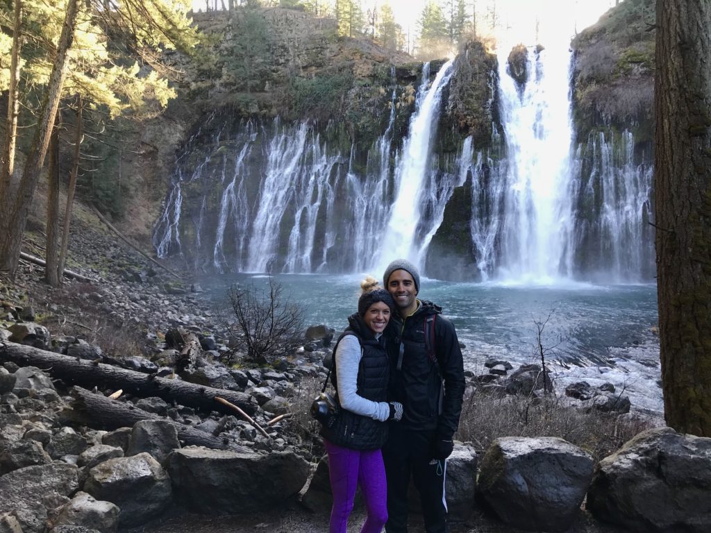 Dan and Chelsey in front of Burney Falls in Northern California 