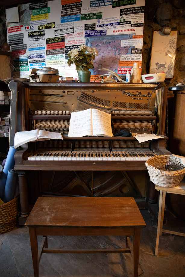 Piano with music sheets