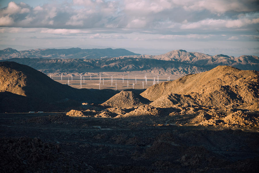 View of the windmills and mountains in Jacumba