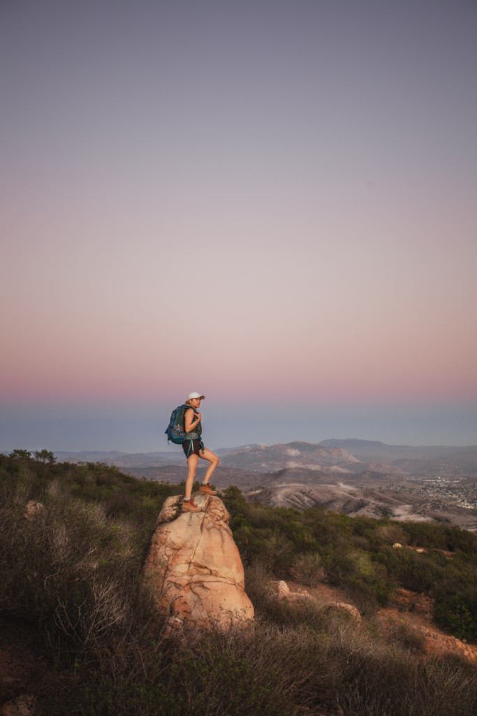 Girl hiking in Mission trail at Fortuna Summit