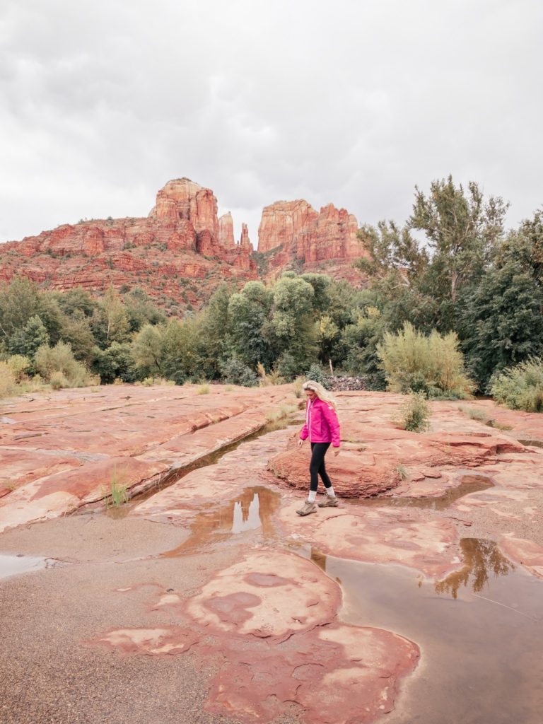 Girl in front of Red Rocks Crossing in Sedona, Arizona