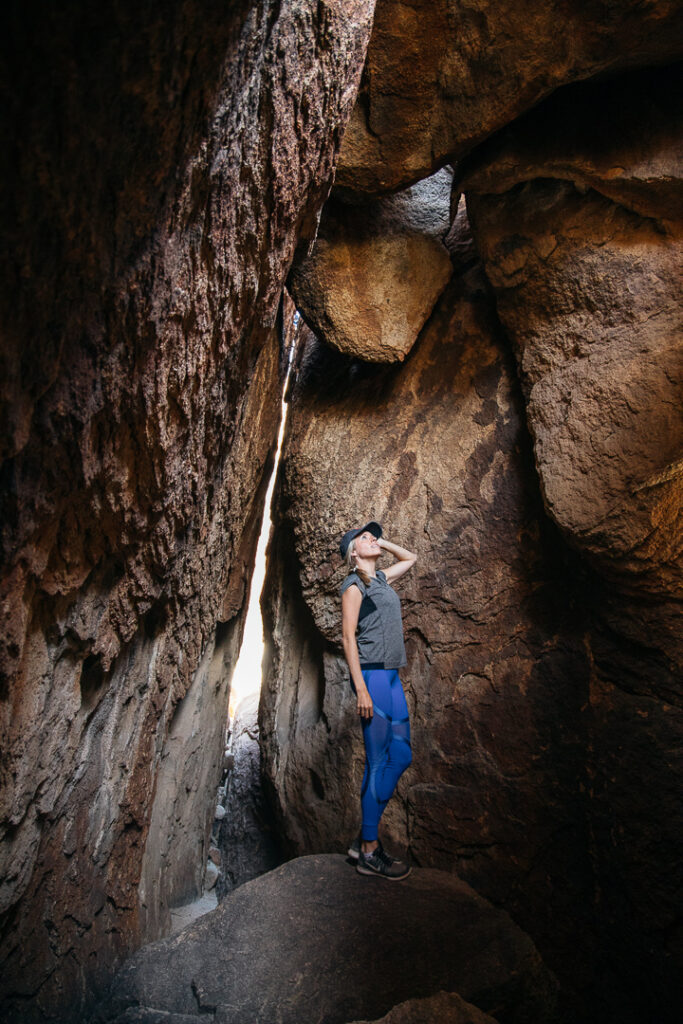 Chelsey in the Hall of Horrors in Joshua Tree