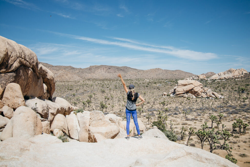 Girl hiking in Joshua Tree