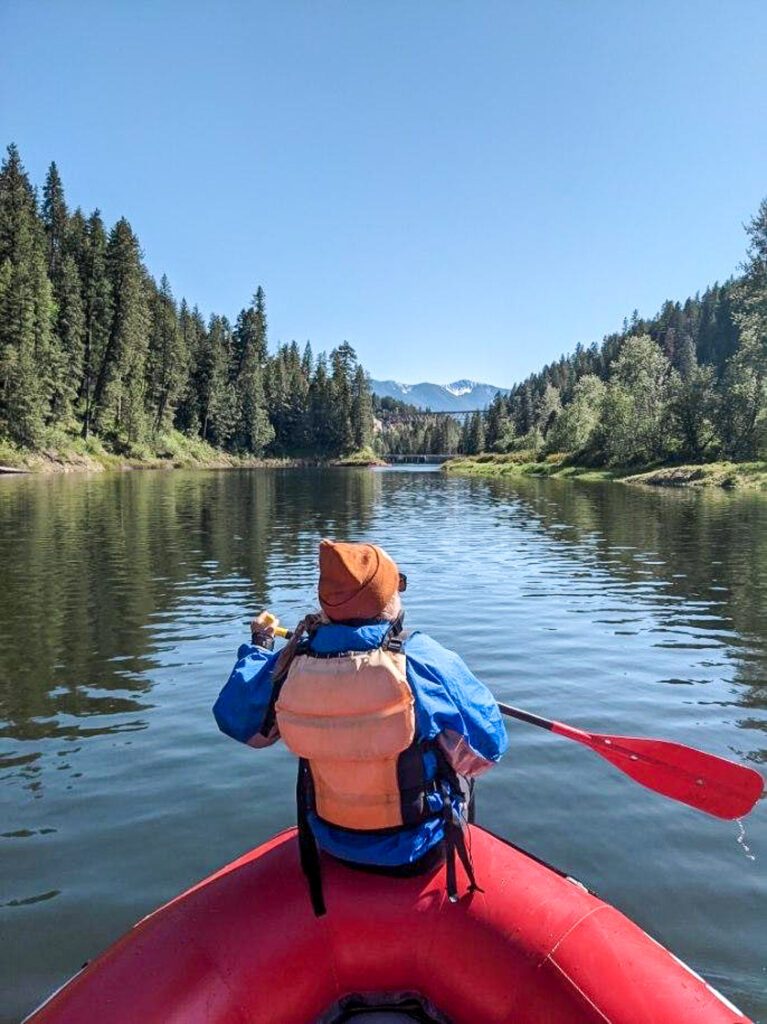 Girl white water rafting in Idaho