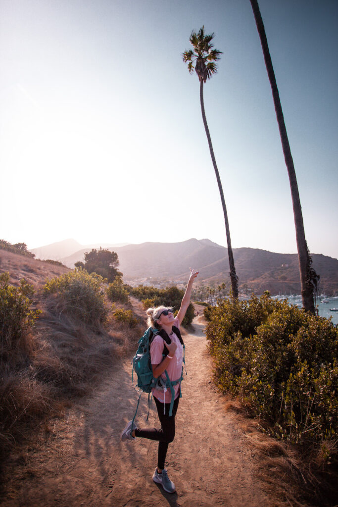 Chelsey Explores on a backpacking trip on Catalina island