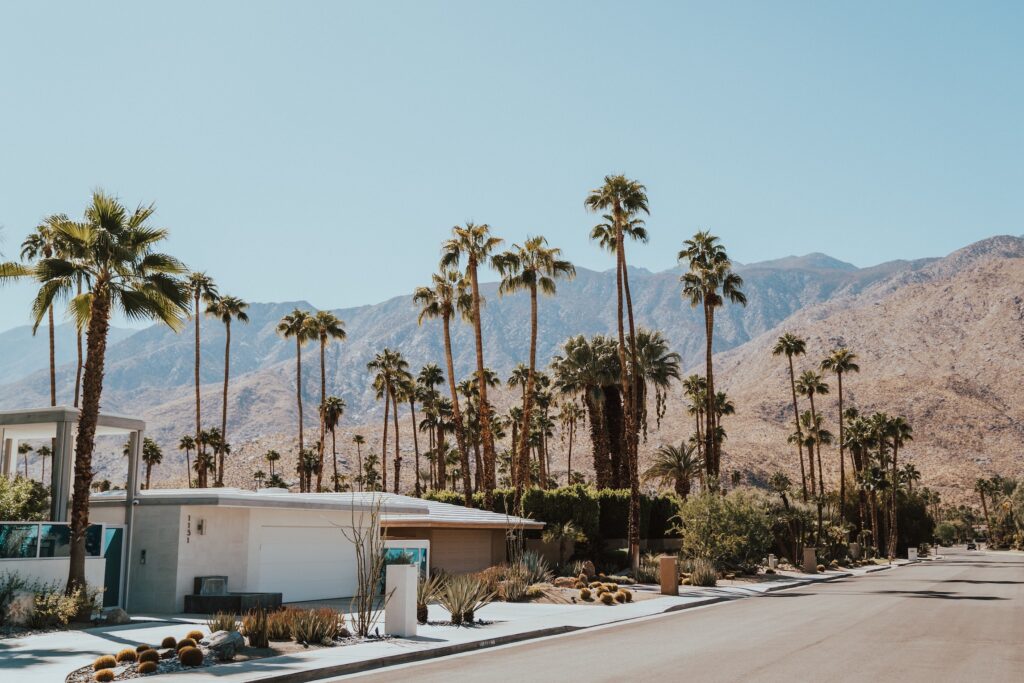 Neighborhood in Palm Springs which is a great road trip from San Diego