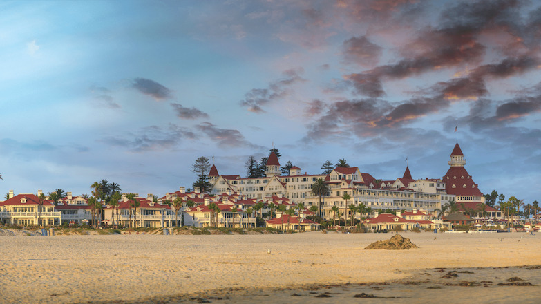 Panoramic view of the Hotel Del Coronado which has a haunted room in it