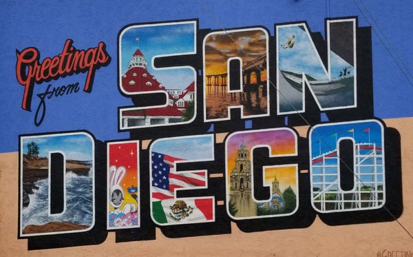 Greetings from San Diego wall mural is a top San Diego photo spot