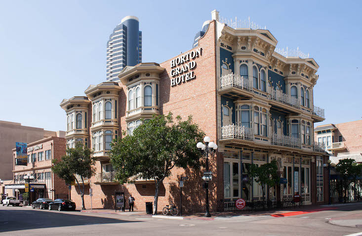 View of the Horton Grand Hotel which is a haunted place in San Diego