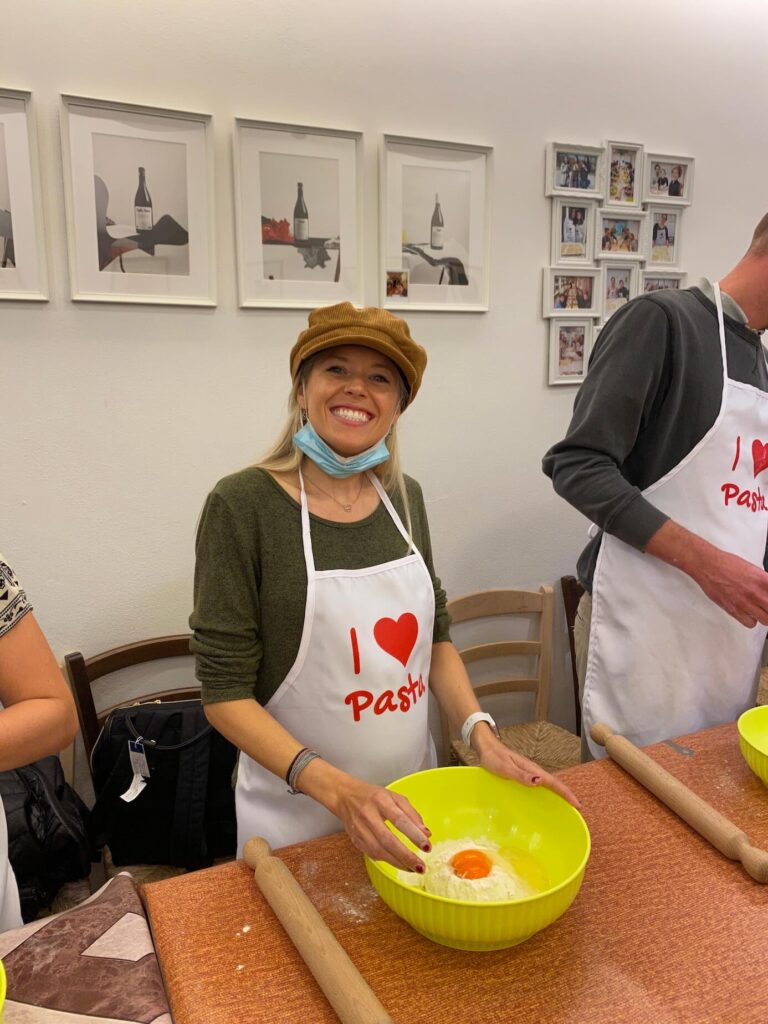 Chelsey Explores making homemade pasta in Florence