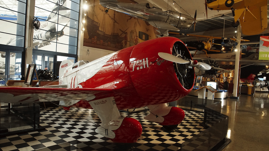 Figurine airplane at the San Diego air and space museum in Balboa Park 