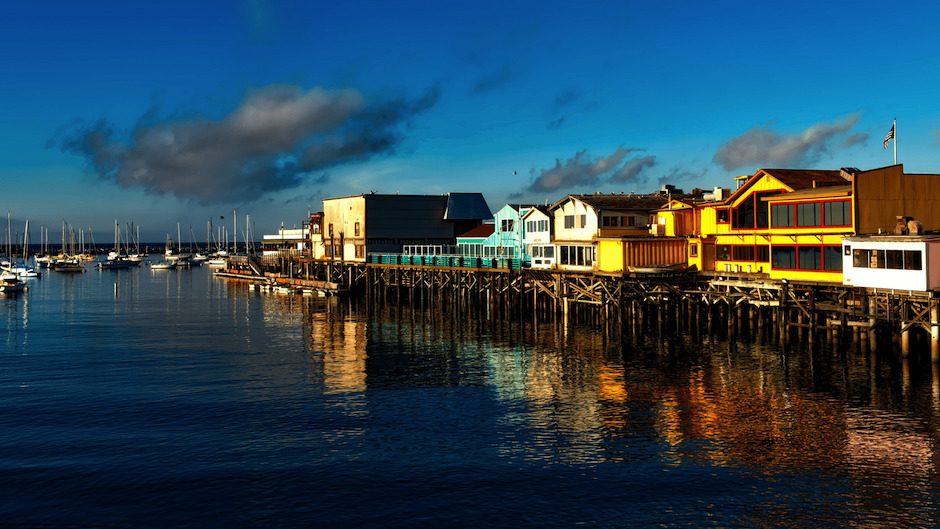 Monterey Bay cannery row at night