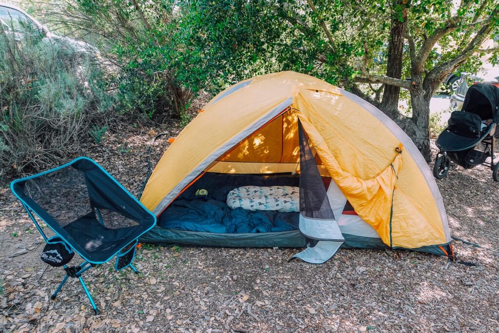 Tent and chair camping set up