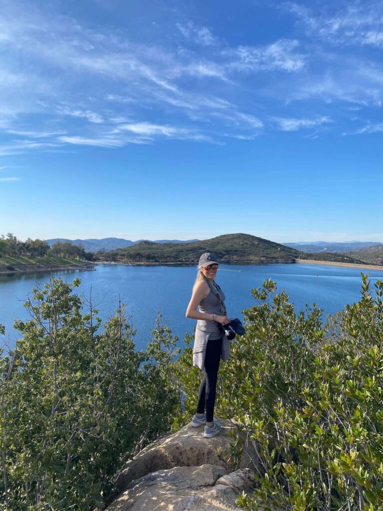 Girl standing in front of Lake Poway