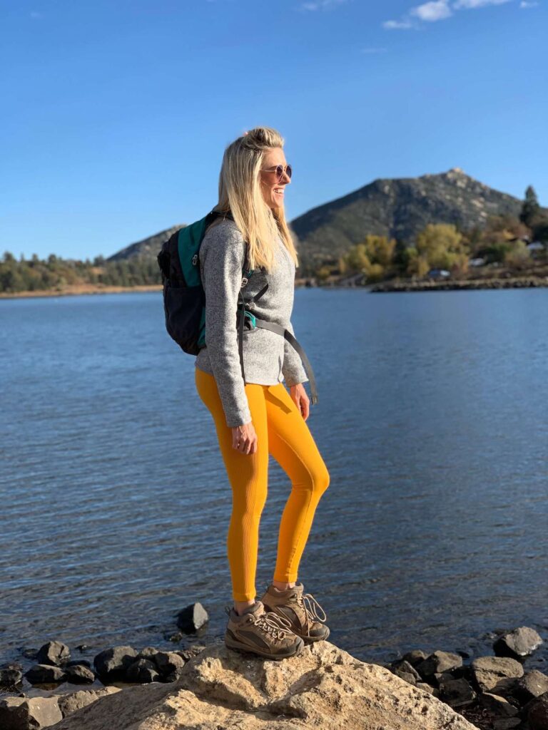 Girl in front of Lake Cuyamaca 