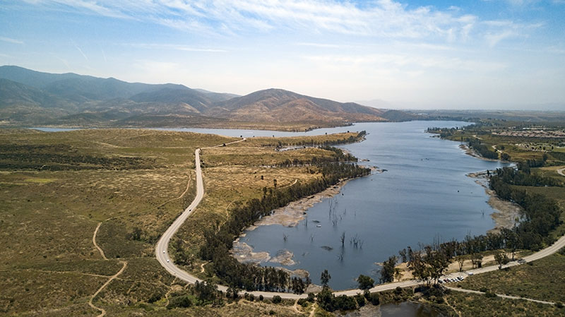 Ariel view of the Lower Otay Lakes in San Diego