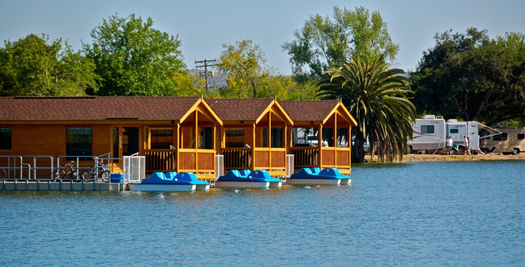 Cabins along Santee Lakes