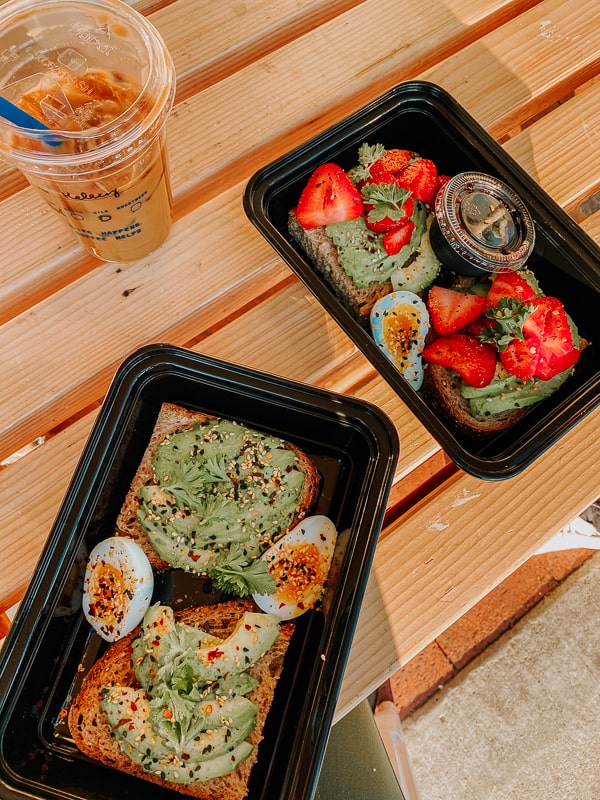 Avocado toast at the forum coffee shop