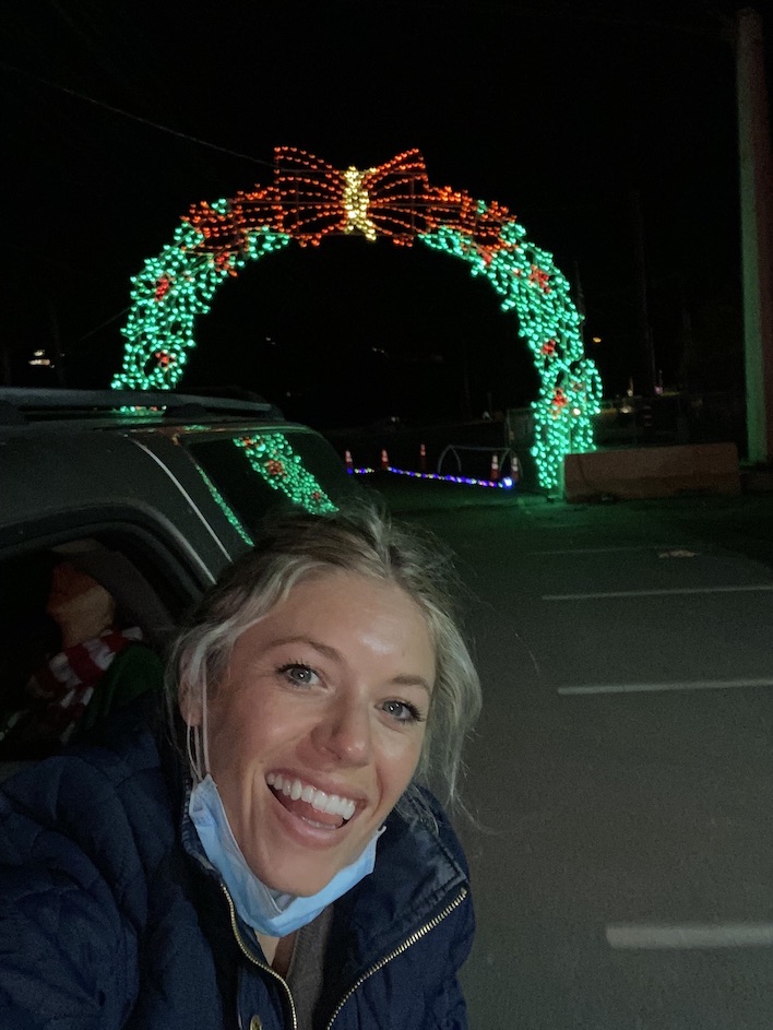 Girl at the Del Mar Snow N Glow light drive through