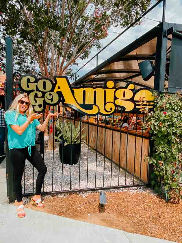 Girl standing outside GoGo Amigo in Point Loma