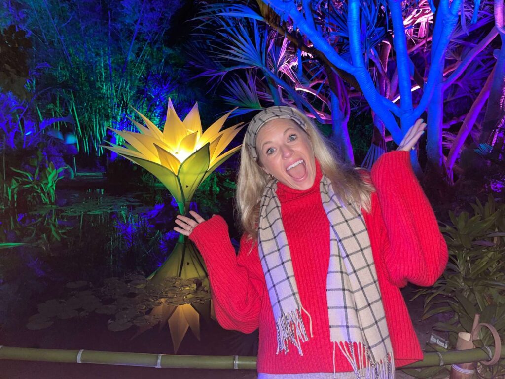 Girl at Lightscape in Encinitas at the San Diego Botanical Gardens