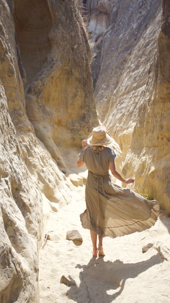 Girl hiking through Annie's Canyon Trail in north county san diego