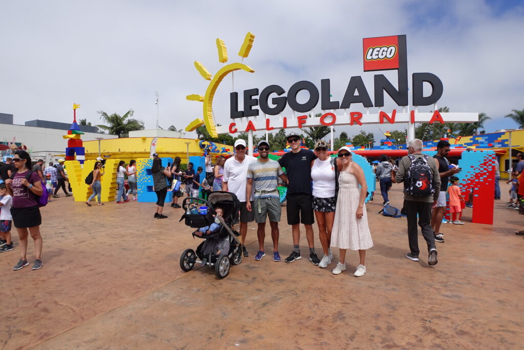 standing at the entrance of legoland california