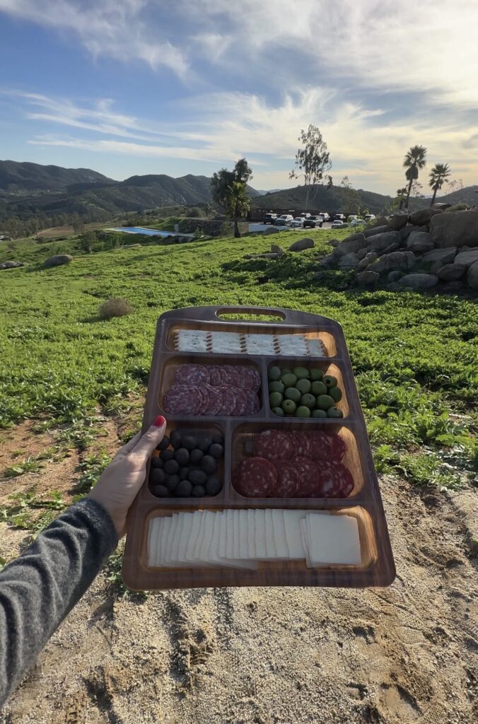 cheese board at mia marie vineyards 