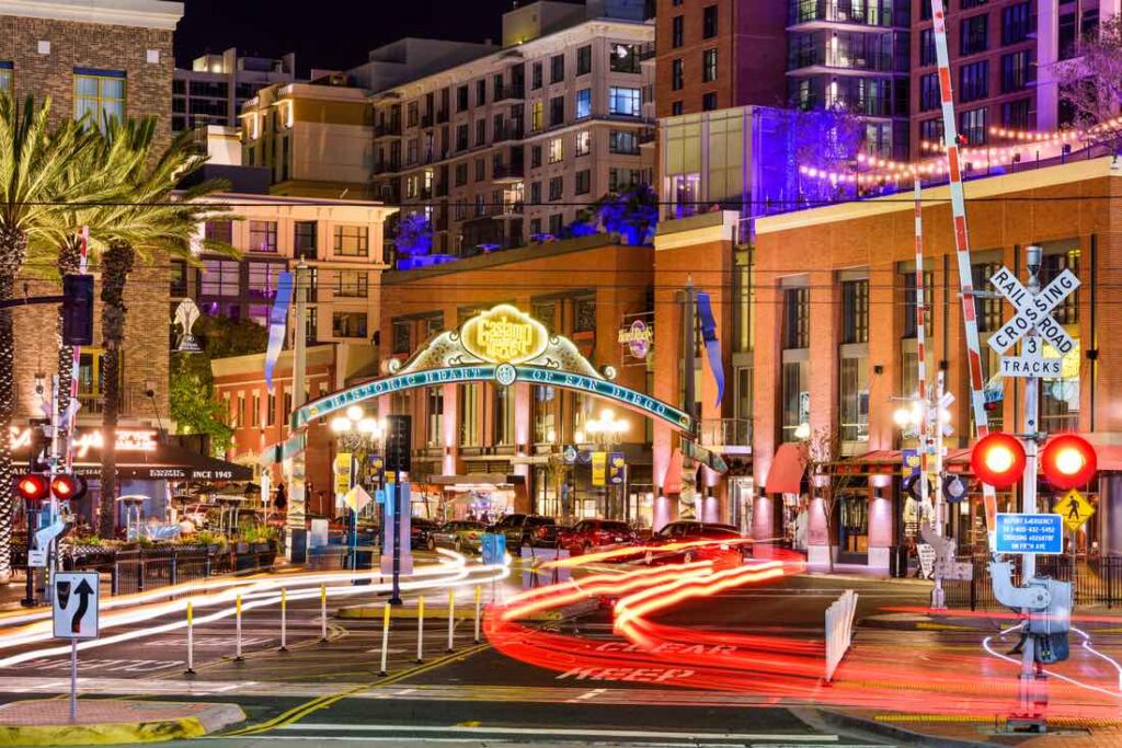 Night life in Gaslamp in San Diego