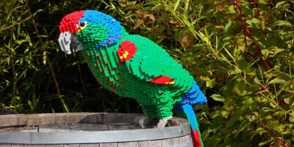 parrot bird made out of legos