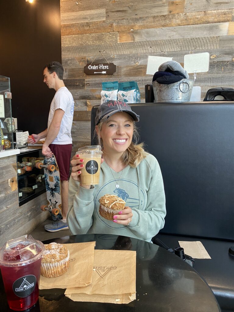 enjoying a cup of coffee at the local coffee shops in oceanside