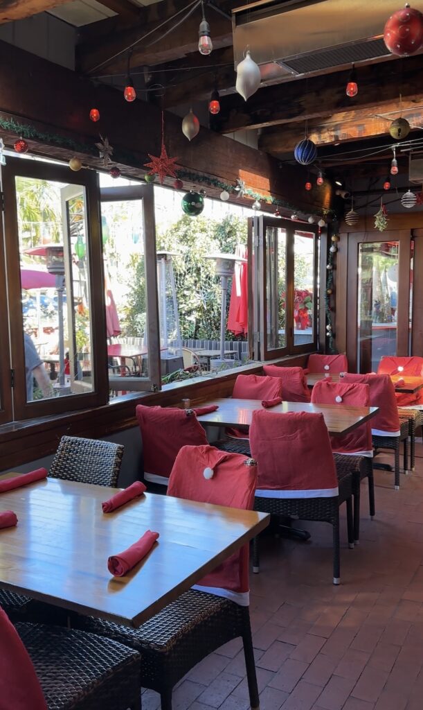 Chrsitmas chairs at Barbarella in San Diego